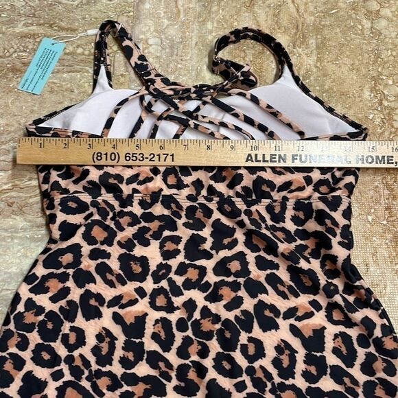 Adisputent women’s cheetah print tankini top. Size S. NWT - Picture 5 of 10